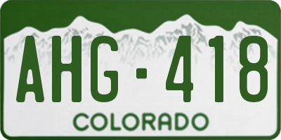 CO license plate AHG418