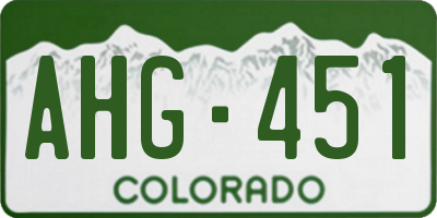 CO license plate AHG451