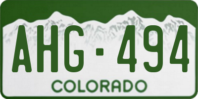 CO license plate AHG494