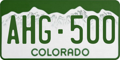CO license plate AHG500