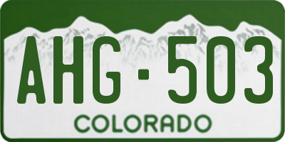 CO license plate AHG503