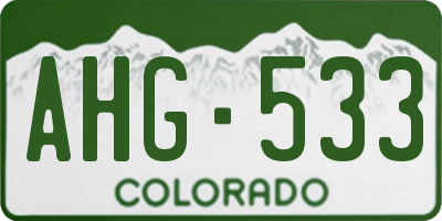 CO license plate AHG533