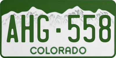 CO license plate AHG558