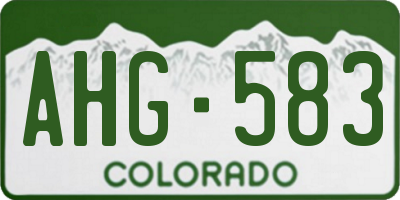 CO license plate AHG583