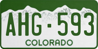 CO license plate AHG593