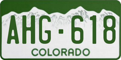 CO license plate AHG618