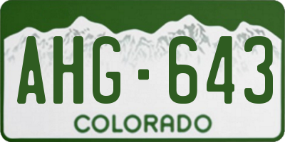 CO license plate AHG643