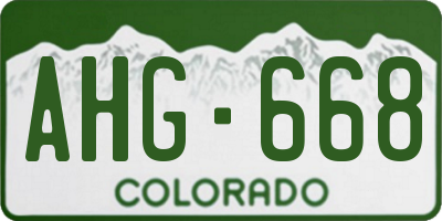 CO license plate AHG668
