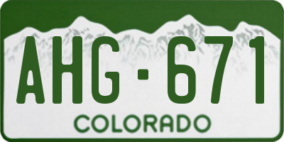 CO license plate AHG671