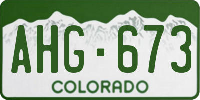CO license plate AHG673