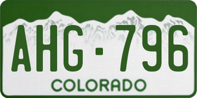 CO license plate AHG796