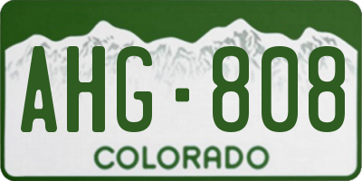 CO license plate AHG808