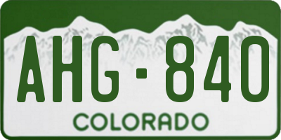 CO license plate AHG840