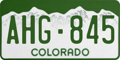 CO license plate AHG845