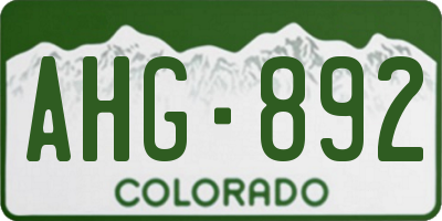 CO license plate AHG892