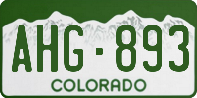 CO license plate AHG893