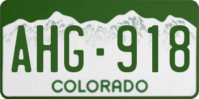 CO license plate AHG918