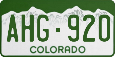 CO license plate AHG920