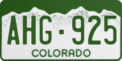 CO license plate AHG925