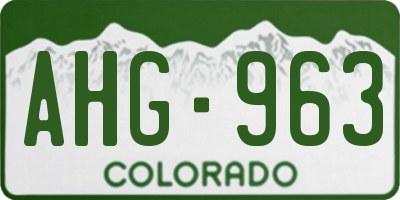 CO license plate AHG963