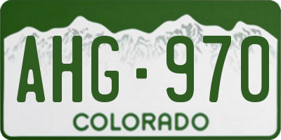 CO license plate AHG970