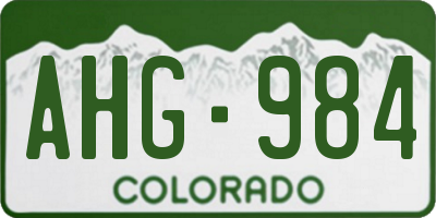 CO license plate AHG984