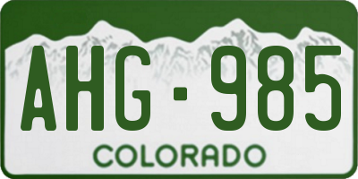 CO license plate AHG985