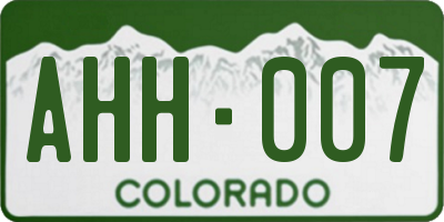 CO license plate AHH007