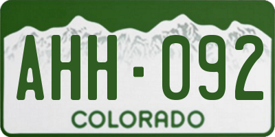 CO license plate AHH092