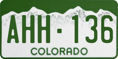 CO license plate AHH136