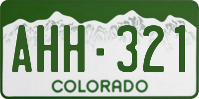 CO license plate AHH321