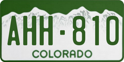 CO license plate AHH810