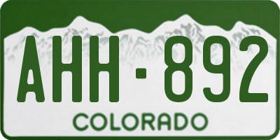 CO license plate AHH892