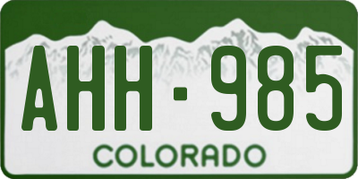 CO license plate AHH985