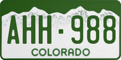 CO license plate AHH988