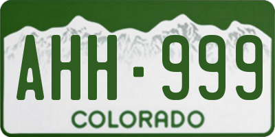CO license plate AHH999