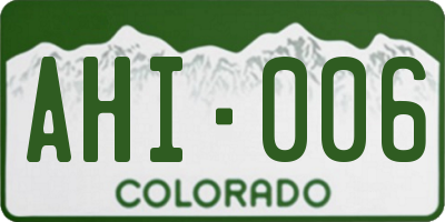 CO license plate AHI006