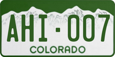 CO license plate AHI007