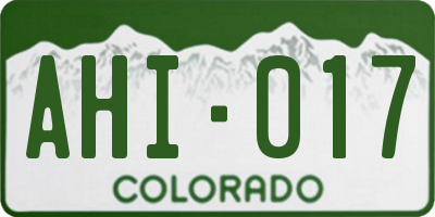 CO license plate AHI017