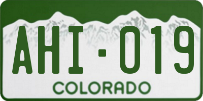 CO license plate AHI019