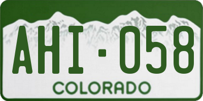 CO license plate AHI058