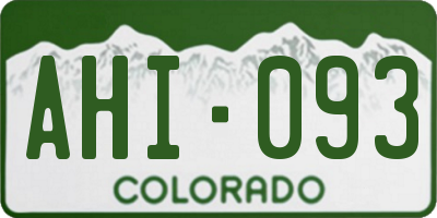 CO license plate AHI093