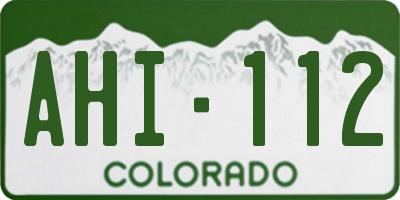 CO license plate AHI112