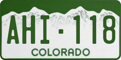 CO license plate AHI118