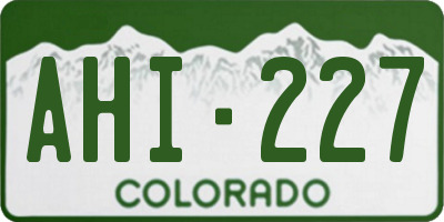 CO license plate AHI227