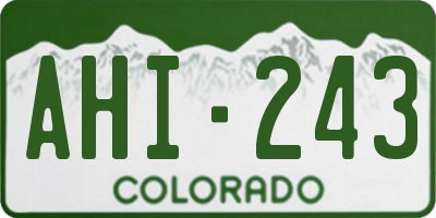 CO license plate AHI243