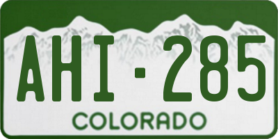 CO license plate AHI285