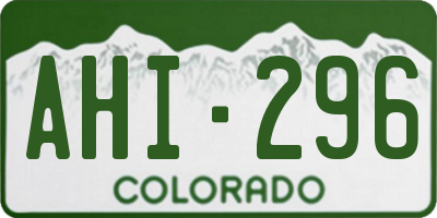 CO license plate AHI296