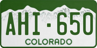 CO license plate AHI650