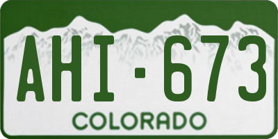 CO license plate AHI673